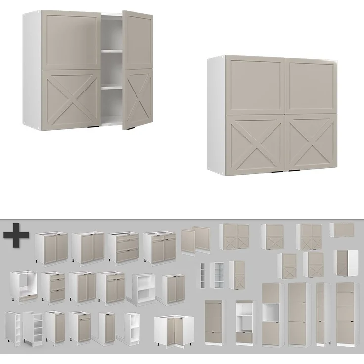 Küchenglasschrank Fame-Line GrauBeige 80 cm Vicco – Bild 5