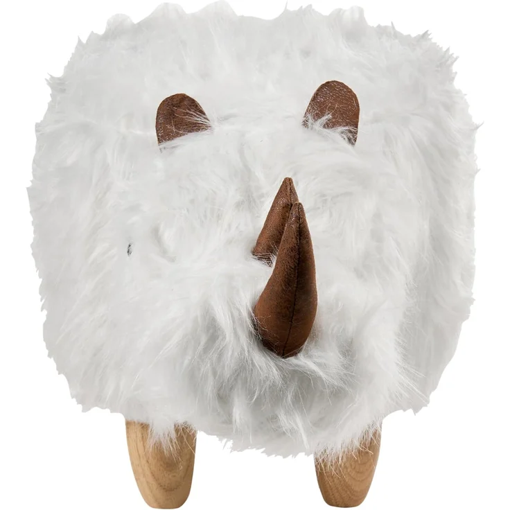 Tierhocker WOOLLY Nashorn Webpelz Weiß – Bild 5