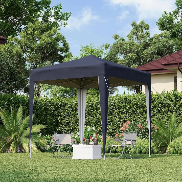Aoxun Pop Up Pavillon 2x2m Wasserdicht, Metallrahmen-Schutzzelt, Höhe Verstellbar, Faltpavillon 2x2 mit Tragetasche für Camping Party, Blau – Bild 8
