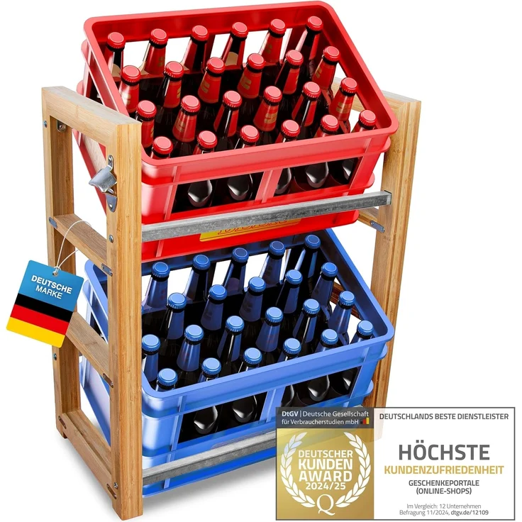 Dimono Flaschenregal DIMONO Bambus Getränkekisten Regal – Ablage für 2/3/6 Kisten, für Bier, Wasser & Limonade, Leergut Aufbewahrung – Bild 1