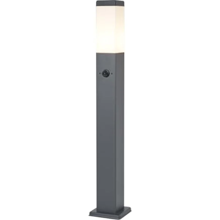Qazqa Malios Außen Pollerleuchte, Wegeleuchte in Dunkelgrau, max. 15W, IP44, Dimmbar, 80cm, Rechteckig, E27 Fassung – Bild 1