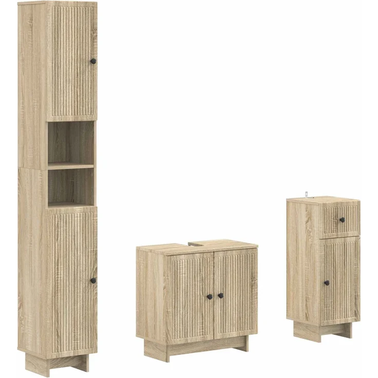 vidaXL 3-teiliges Badezimmer-Schranksystem EDE Sonoma-Eiche 3417821 – Bild 2