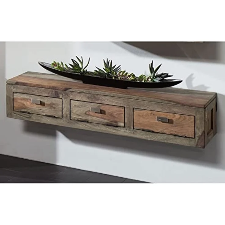 Wandelement Sheesham 98x25x20 grau geölt NATURE GREY #068 – Bild 2