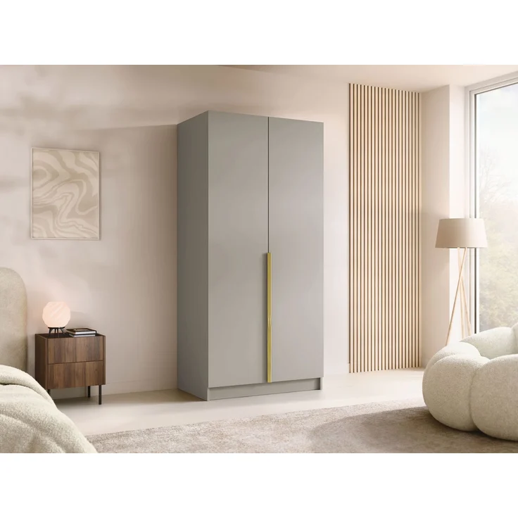 Drehtürenschrank Borton I, Kleiderschrank mit 2 Türen (Farbe: Cashmere / Cashmere + Gold) – Bild 2