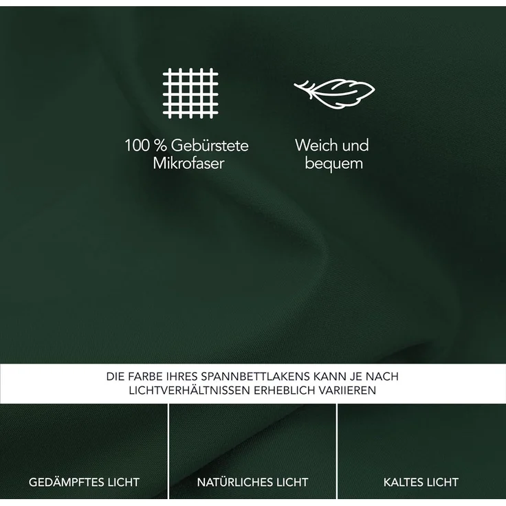 Dreamzie - Spannbettlaken 90x190 | Mikrofaser Weich – Für Dicke Matratzen – Oeko-Tex | Komfort, Atmungsaktivität, Pflegeleicht – Grün – Bild 4