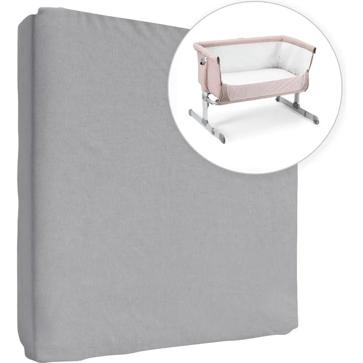 Jersey 100% Baumwolle Spannbettlaken für 83x50 cm Baby Co-Sleeper Kinderbett Matratze (Grau)