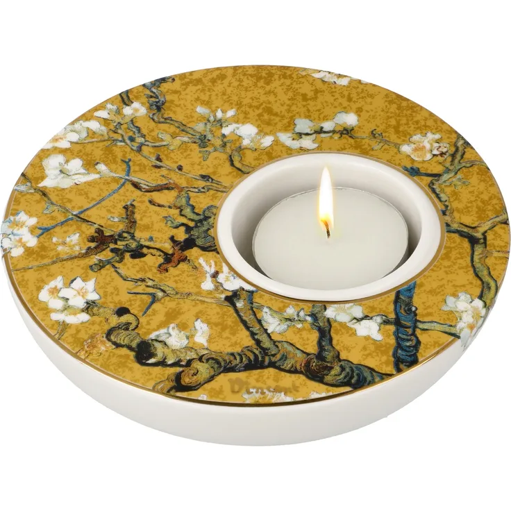 Goebel / Vincent van Gogh Mandelbaum Gold,Kerzenhalter,12,0cm x 12,0cm x 4,0cm / Porzellan / 12,0cm x 12,0cm x 4,0cm