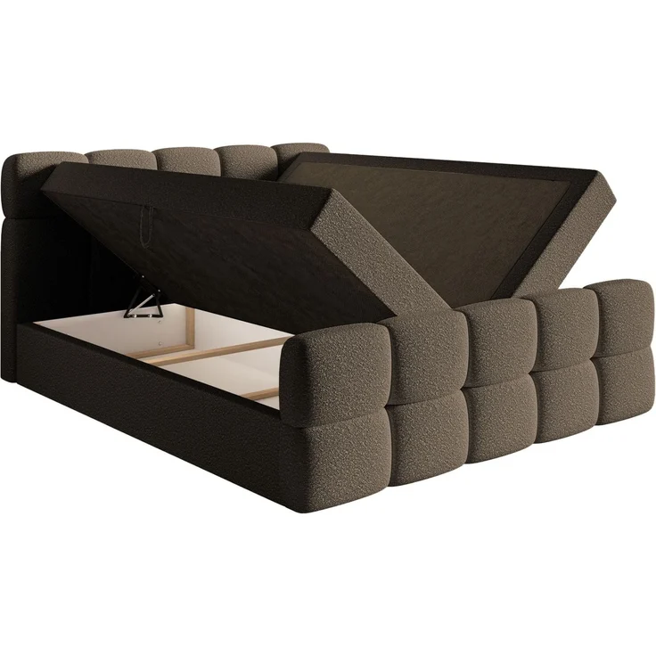 Selsey 'Cloudy' Boxbett mit Bettkästen, Matratze, Topper, Bouclé-Bezug, braun, 140x200 cm – Bild 4