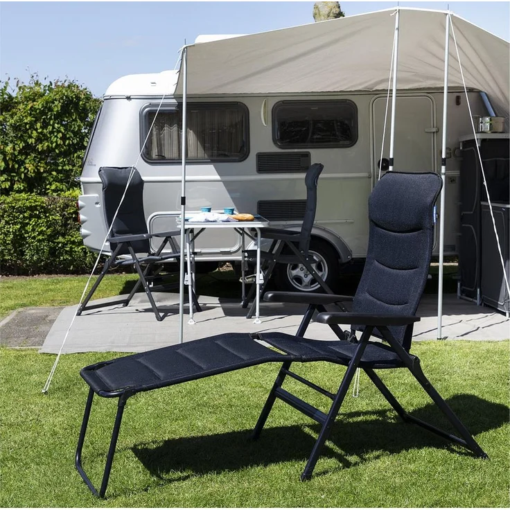 Campingstuhl mit Beinauflage, Hochlehner klappbar, Blau – Bild 7