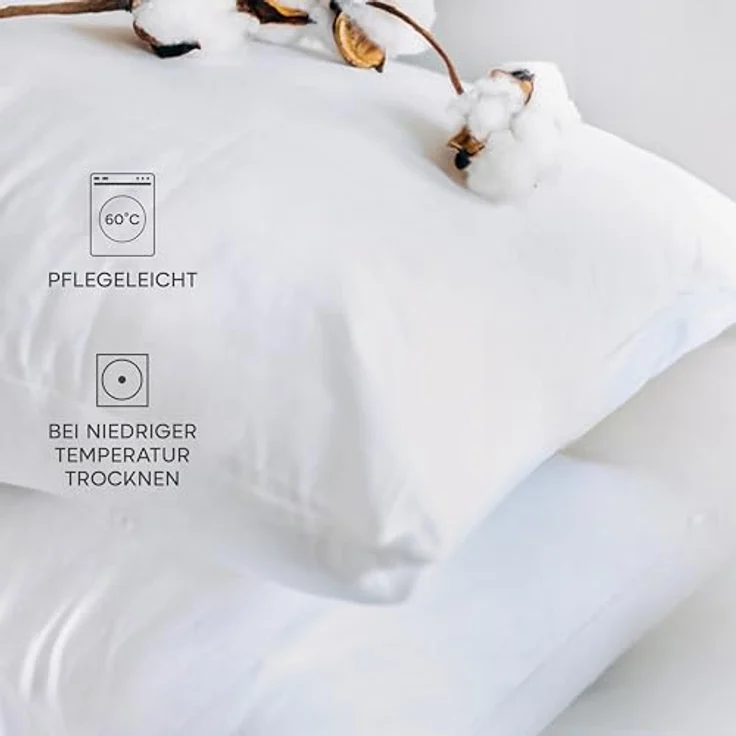 Twinzen® Kissenbezug 50x50 (2er-Set) - 100% Jersey Baumwolle 150 GSM Kissenbezüge - Weiß - Für Kissenbezüge 50x50 cm - Kissenhülle - Kissenbezug mit Reißverschluss - Oeko-Tex Zertifiziert – Bild 7