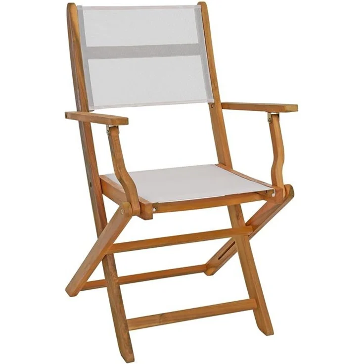Estexo 2er Set Garten-Klappstuhl, Akazienholz natur / Textil weiß, 54 x 56 x 90 cm – Bild 7