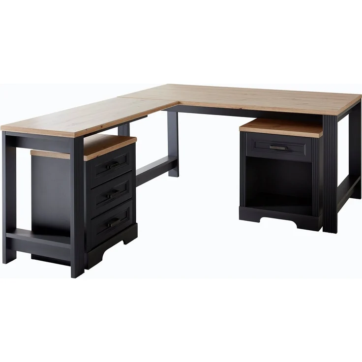 Rollcontainer JASMIN 3 Schubkästen Graphit Artisan Eiche Nachbildung – Bild 2