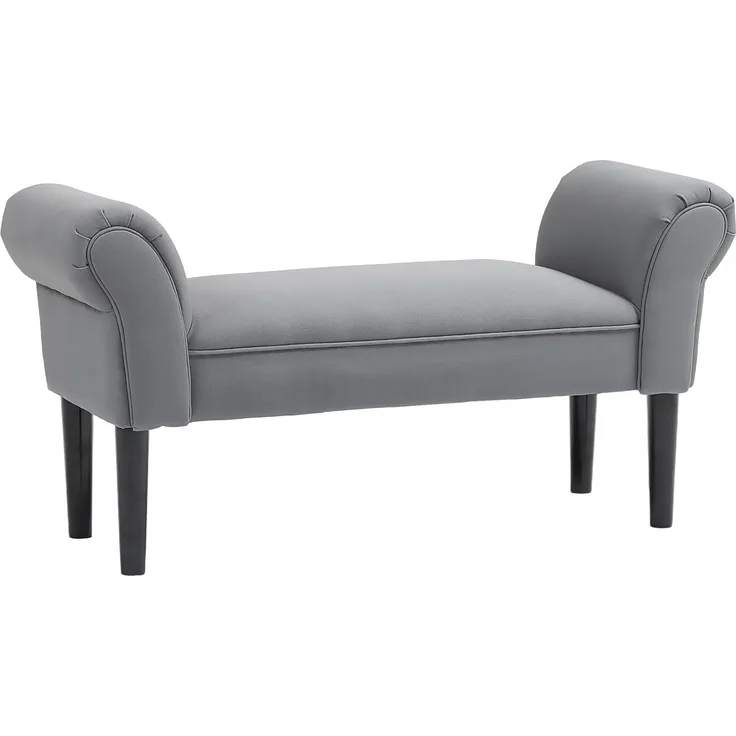 HOMCOM Polsterbank Flurbank für Schlafzimmer, bis 130 kg Belastbar (Sitzbank, 1-St, Bettbank), Segelstoff, Grau, 102 x 36 x 51 cm