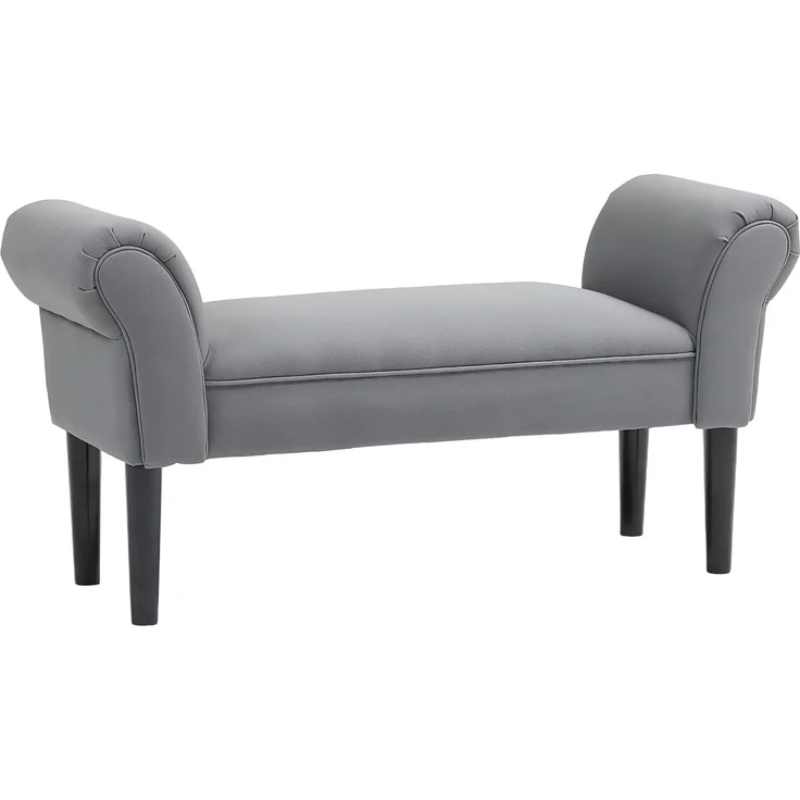 HOMCOM Polsterbank Flurbank für Schlafzimmer, bis 130 kg Belastbar (Sitzbank, 1-St, Bettbank), Segelstoff, Grau, 102 x 36 x 51 cm – Bild 1