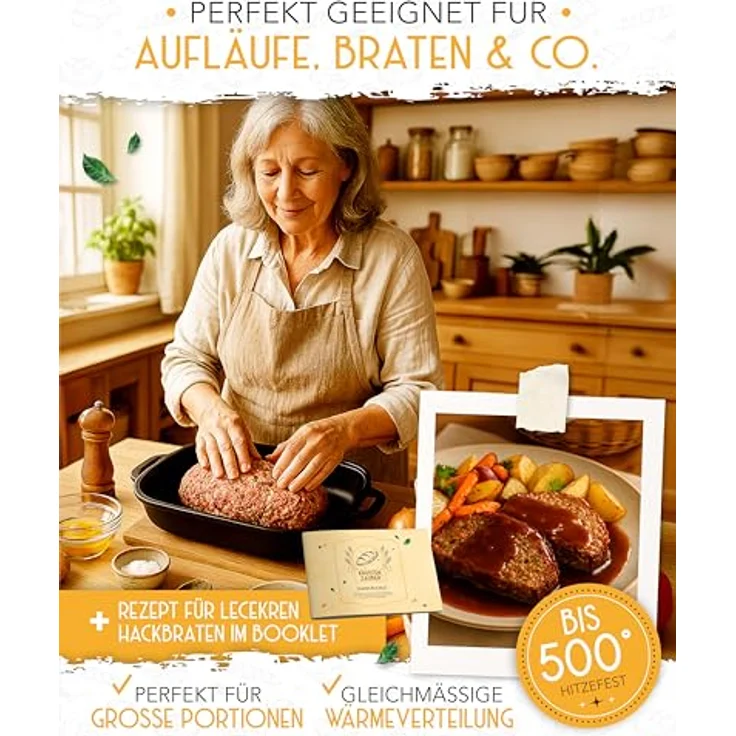 KRUSTENZAUBER 40cm Brotbackform mit Deckel Gusseisen inkl. Gärkorb - Robuster Gusseisen Topf Brot Backen - Idealer Brotbacktopf für selbstgemachtes Brot, Gusseisentopf, Gusstopf, cast iron pot – Bild 6