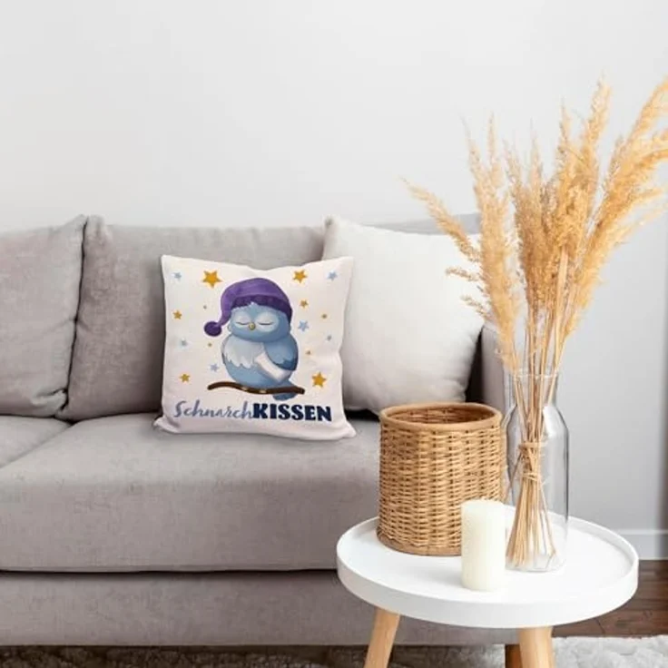 speecheese Dekokissen Schlafende Eule Kissen mit Spruch SchnarchKissen – Bild 7