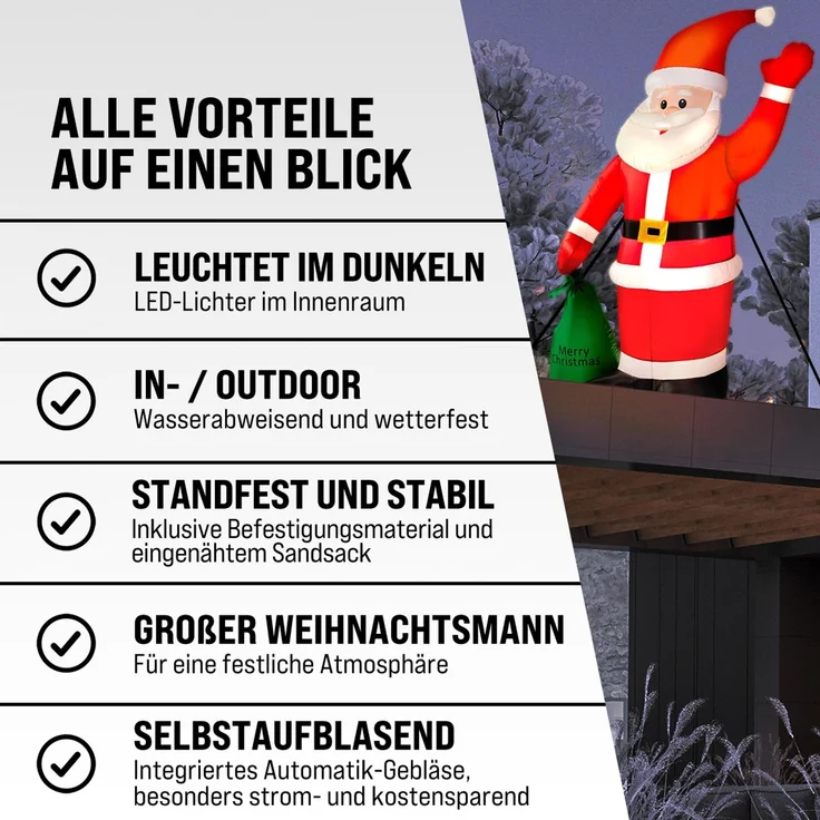 Monzana Weihnachtsmann mit Beleuchtung aufblasbar – Bild 7
