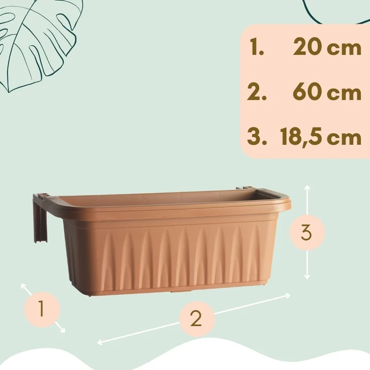 GarPet Balkonkasten 4er Set Blumenkasten Balkon Geländer Kasten Halterung Wasserspeicher – Bild 2