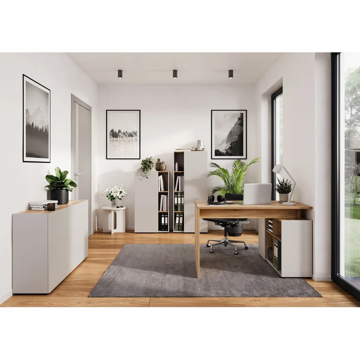 Germania Aktenschrank 2233-605 GW-Adrano, in Kaschmir/Navarra-Eiche-Nb, grifflose Optik, 61 x 145 x 34 cm (BxHxT) – Bild 6