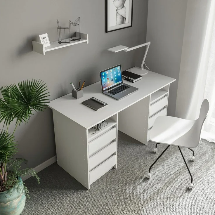KOMTO Schreibtisch Oslo 140 Schreibtisch mit Schubladen Moderner Bürotisch, Computertisch Arbeitstisch PC-Tisch Kinderschreibtisch 140x60x74 cm – Bild 2