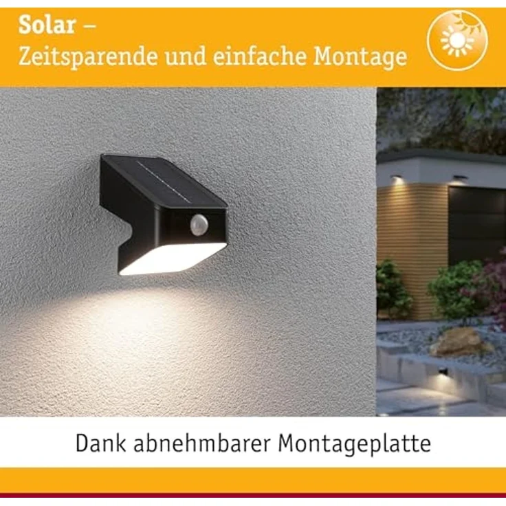 Paulmann 94608 Solar LED Wandfluter Lesly IP65 3000K Bewegungsmelder – Bild 3