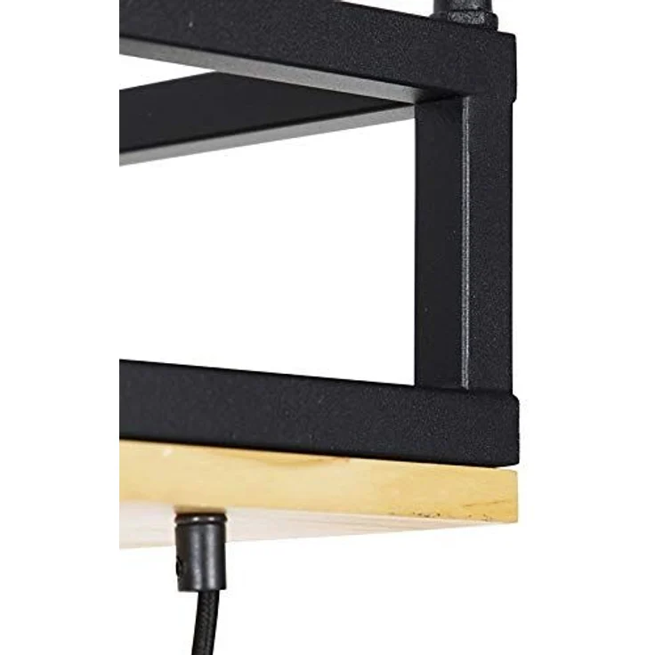 Qazqa Pendelleuchte Shelf, ohne Leuchtmittel, E27, Schwarz, Industrie, Holz, 5-flammig – Bild 5