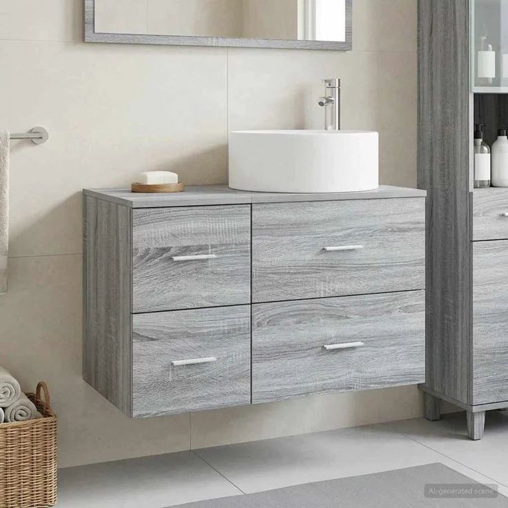 vidaXL Badezimmerschrank-Set 2 stk. Grau Sonoma 79,5 x 44,5 x 80 cm 3404013 – Bild 1