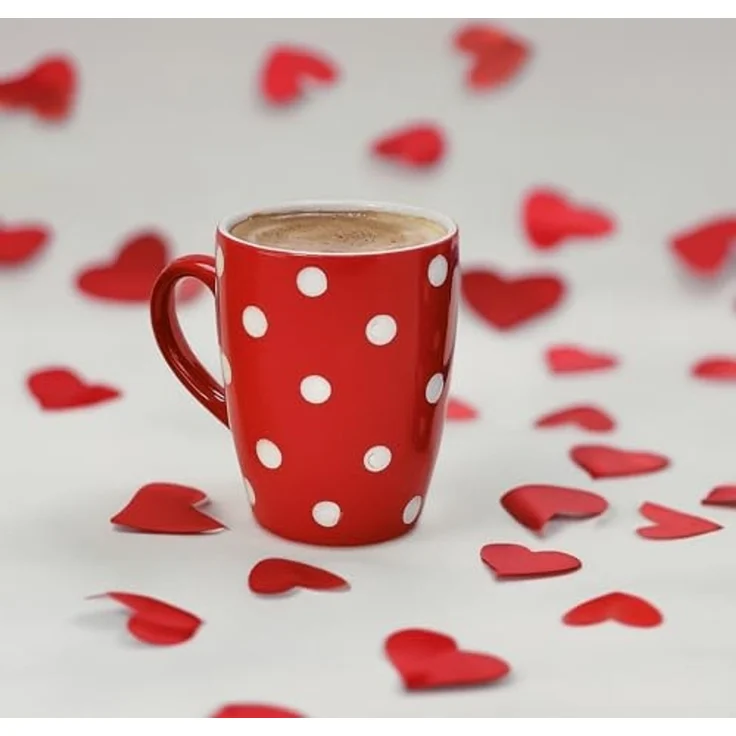 matches21 HOME & HOBBY Tasse Schönes Kaffeetassen 4er Set Keramik 250 ml, einfarbig gepunktet, 4-tlg, Keramik, Klassische Kaffee-Becher in blau rot gelb grün auch aus Teetassen – Bild 3