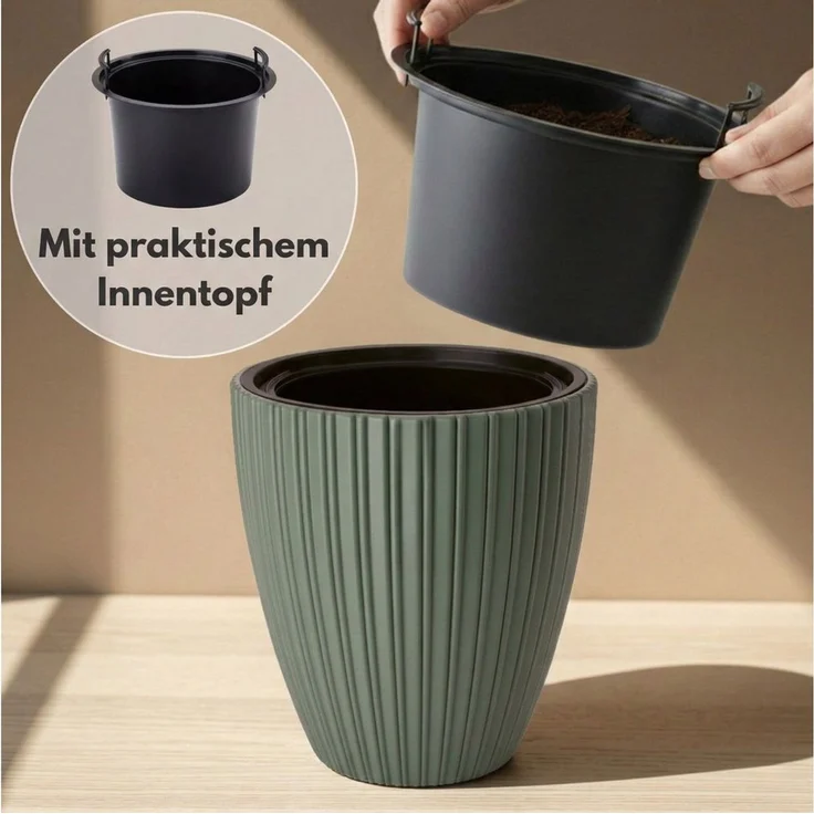 matches21 HOME & HOBBY Blumentopf Großer Outdoor Blumentopf ZENTO taupe in 29x32 cm (1 St), Runder innen, außen Pflanztopf als wetterfester Pflanzen-Topf – Bild 3