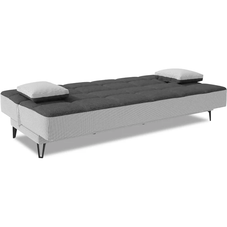 Dmora Jordi, 3-Sitzer Schlafsofa mit schwarzen Metallfüßen, Sofa aus gepolstertem Stoff mit klick-Klack-Öffnung, 190 x 87 x 97 cm, Grau, Metall – Bild 4