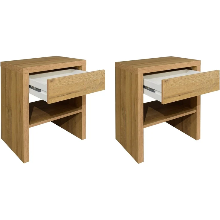 Nachtkommode >Five< (2er-Set) in Eiche sanremo hell - 44x52x36 (BxHxT) – Bild 2