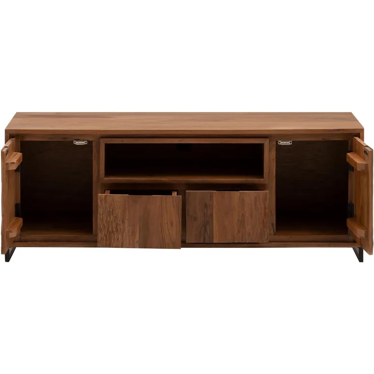 TV-Bank Lowboard 120 cm Massivholz Akazie braun Woodkings Maddox TV-Board Fernsehbank Fernsehtisch Holzbank mit Stauraum 120x45x45 cm – Bild 4