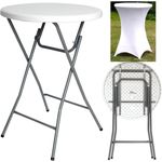 Stehtisch mit Husse Partytisch klappbar Ø 80 cm Höhe 110 cm in Weiß mit pflegeleichter Husse in Weiß