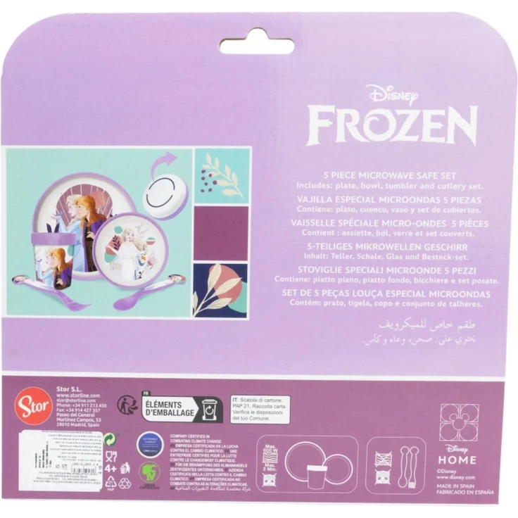 Disney Frozen Kindergeschirr Set 5-teilig – Rutschfestes Ess-Set mit Teller, Schüssel, Becher & Besteck – Bild 3