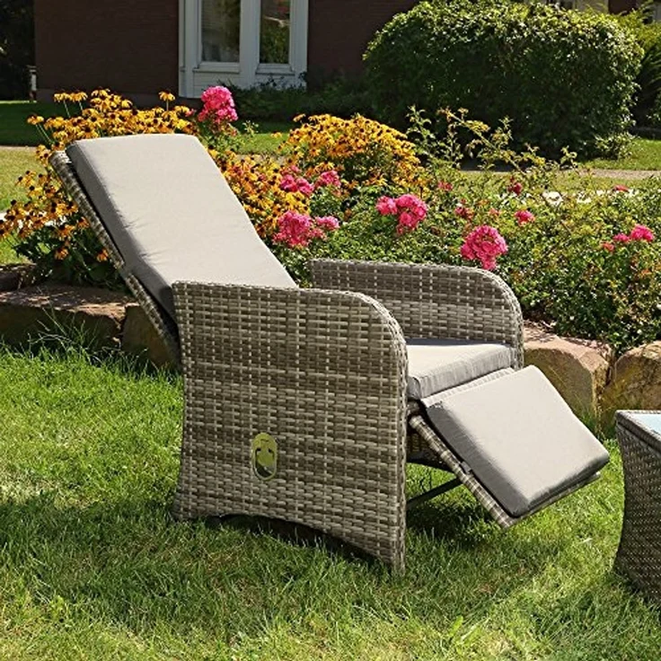 Melko Balkonset Polyrattan Balkonmöbel-Set 3-teilig, grau mit Auflagen, (Balkonmöbel-Set, 3-teiliges Balkonset für 2 Personen), platzsparendes Garten-Sitzgruppe mit Polyrattan-Geflecht und Auflagen – Bild 3