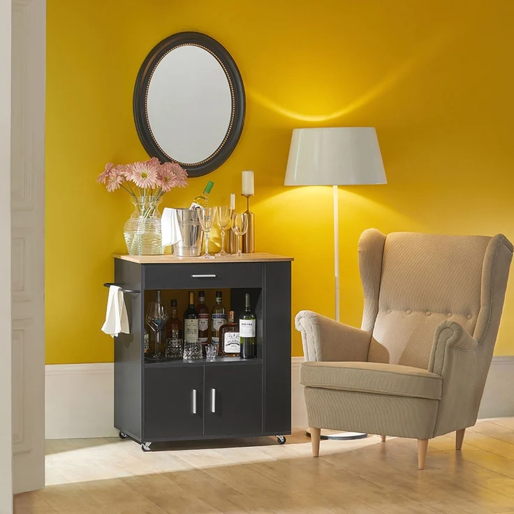 SoBuy FKW113-SCH Küchenwagen, Spanplatte, Melamin, Schwarz, 75 x 88 x 46 cm – Bild 7