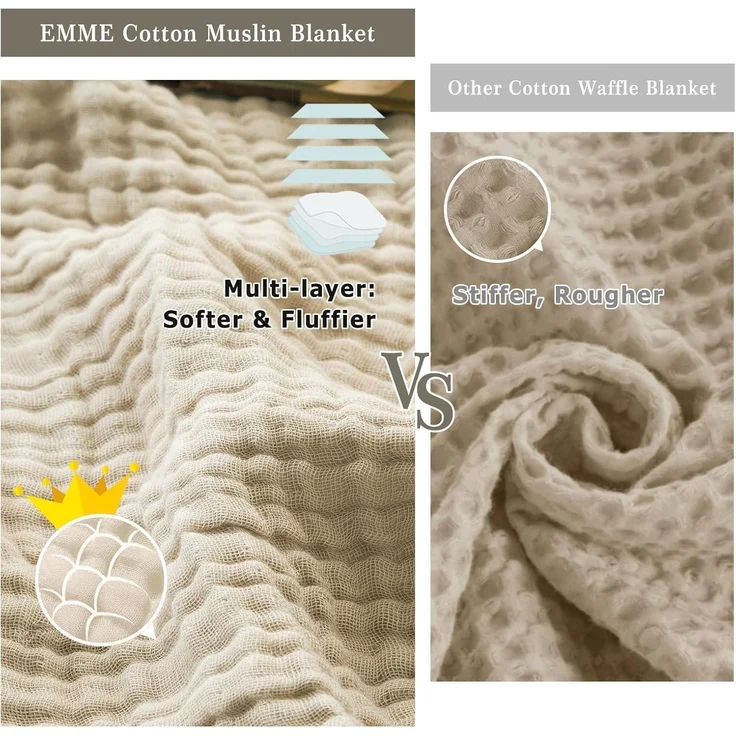 Kuscheldecke Flauschig Baumwolle Decke Vorgewaschene Atmungsaktive Tagesdecke – Bild 7