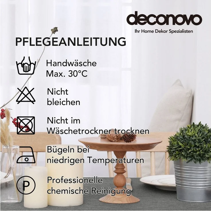 Deconovo Tischdecke Leinenoptik Tischwäsche Wasserabweisend Tischtuch Abwischbar (1er Set, pflegeleichte Tischdecken rechteckige Table Cloth), Lotuseffekt – Bild 3