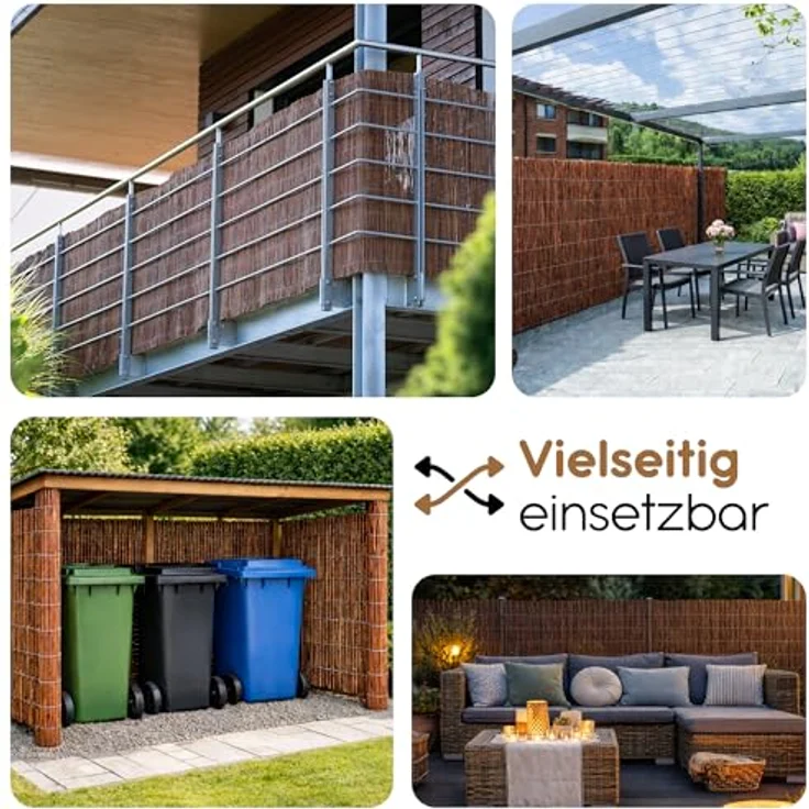 BOOGARDI Weidenmatte - 20 Größen - Weidenzaun 80 cm hoch x 300 cm lang - Sichtschutzmatte Balkonverkleidung Gartenzaun Sichtschutz Zaun Garten Balkon Sichtschutzzaun Holz Weide – Bild 3