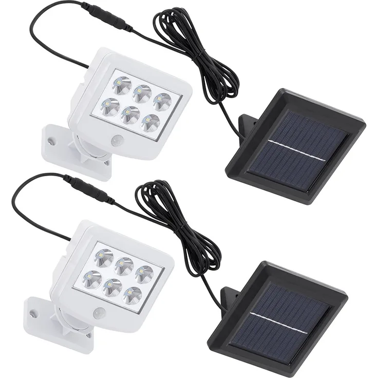 2er Set LED Solarleuchte, weiß, beweglicher Spot, Bewegungsmelder