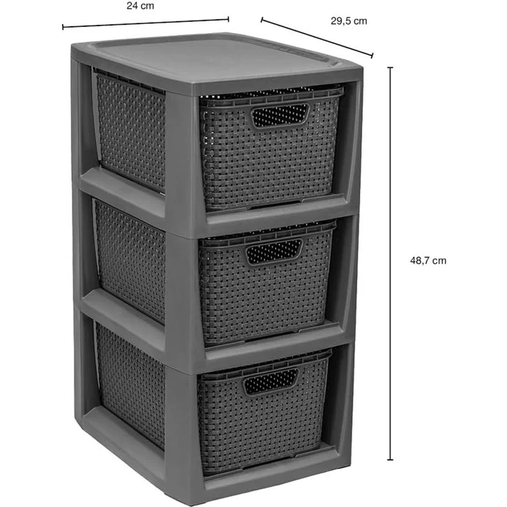 BranQ Regal 1725, Rattanregal mit 3 Körben 3x7L – Bild 3