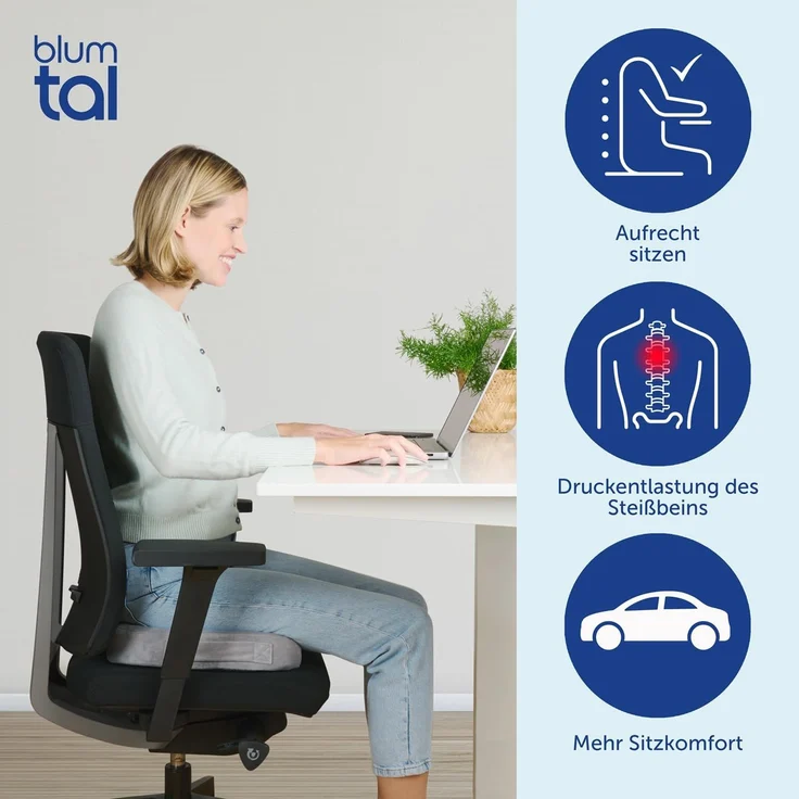 Blumtal Sitzkissen Ergonomisches Sitzkissen - in 3 Härtegraden, ideales Sitzkissen für das Auto und Büro – Bild 3