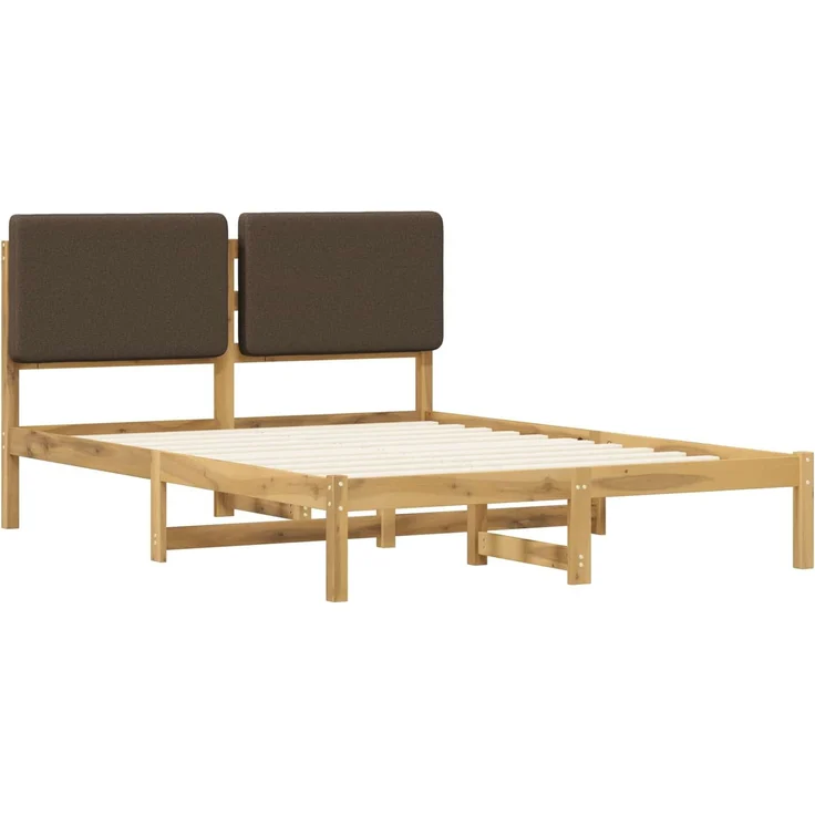 vidaXL Bettgestell mit gepolstertem Kopfteil Weiß gewaschen und Taupe 904009 – Bild 3