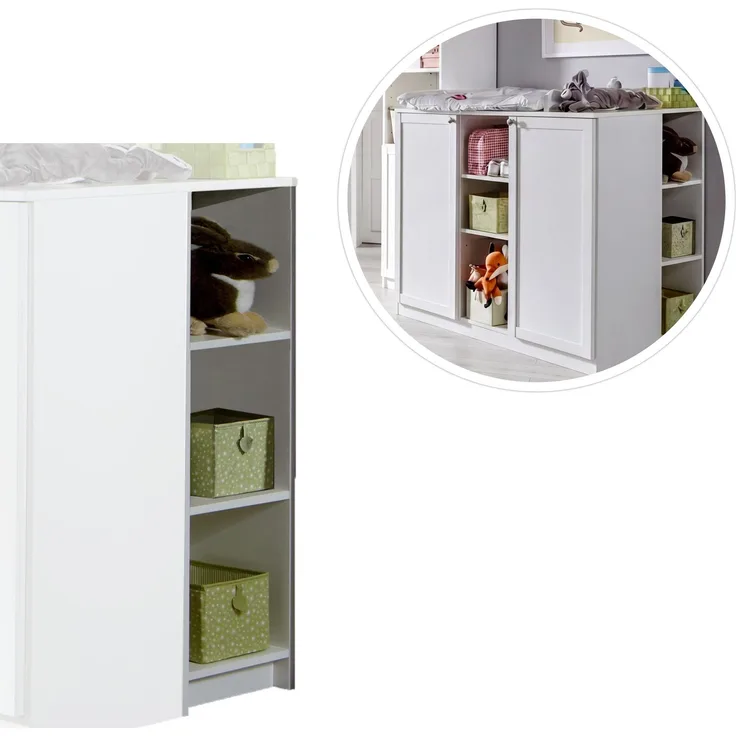 Babyzimmer-Set Zubehör: Unterschrank für Wickelkommode, Landhausstil Weiß