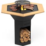 Barbecook BBQ Grill Nestor Original mit erhöhtem Grillrost und Beistelltischen und plancha, Feuerschale mit Feuerplatte, schwarz, 92 x 92 x 101 cm