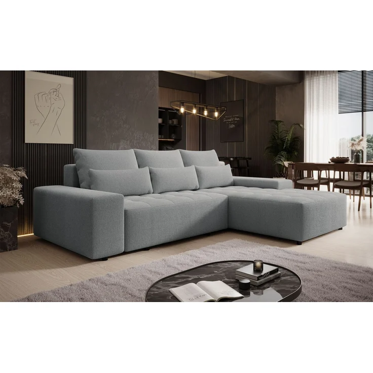 Selsey 'Neluro' Ecksofa mit Schlaffunktion & Bettkasten, Chenille wasserabweisend, Universal, Hellgrau – Bild 3