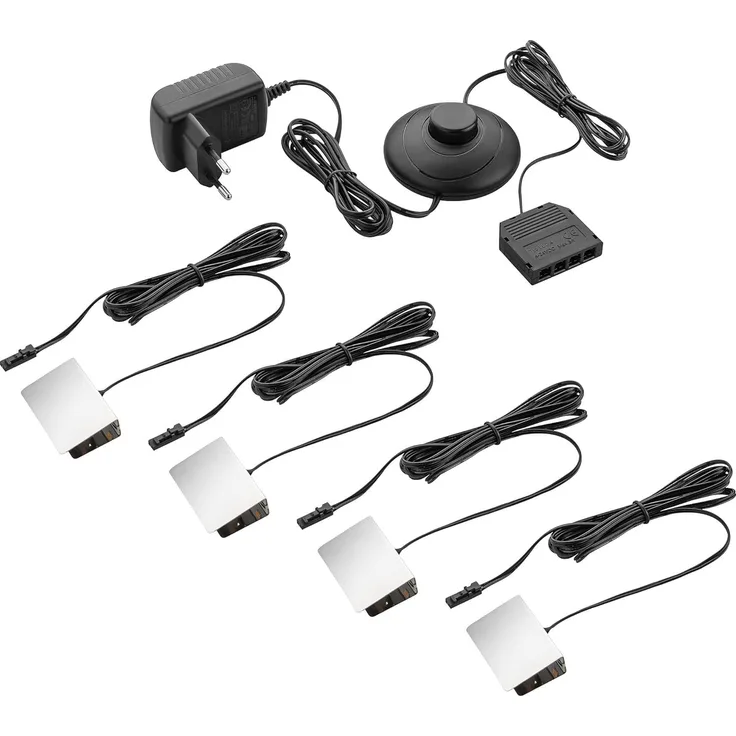 SEBSON Aufbauleuchte LED Vitrinenbeleuchtung 4er Set 12V - Glaskantenbeleuchtung warmweiß
