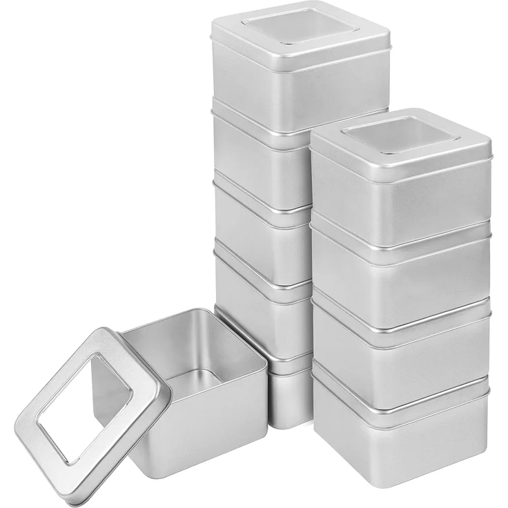 Kurtzy Vorratsdose 10er Pack Silberne Metalldosen - Kleine Metallboxen 9x9xH5,7cm, Metall, (10-tlg) – Bild 1