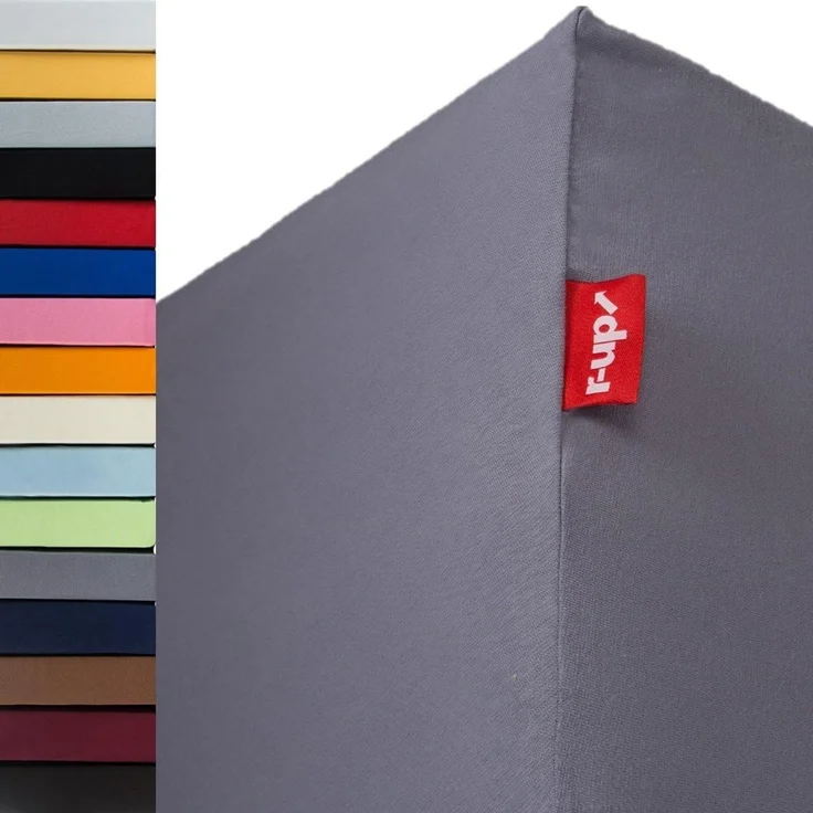 r-up Spannbettlaken Klasse 90x200 bis 200x220cm erhältlich! 200 g/m², Baumwolle, Gummizug: fest eingenähtes dauerelastisches Rundumgummi, (1 Stück), (90x200-100x220, 15-35cm Matratzenhöhe, grau)