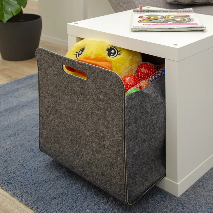 4er Set Filz Aufbewahrungsbox 33x33x38cm Kallax Filzkorb Grau – Bild 9